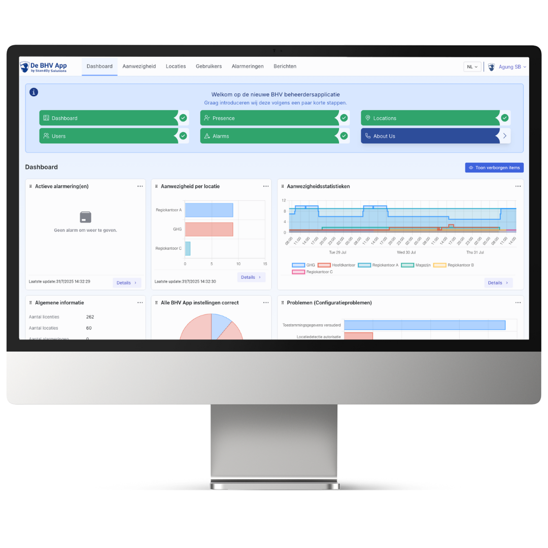 Nieuwe webapplicatie – dashboard met onboarding Nieuwe BHV webapplicatie